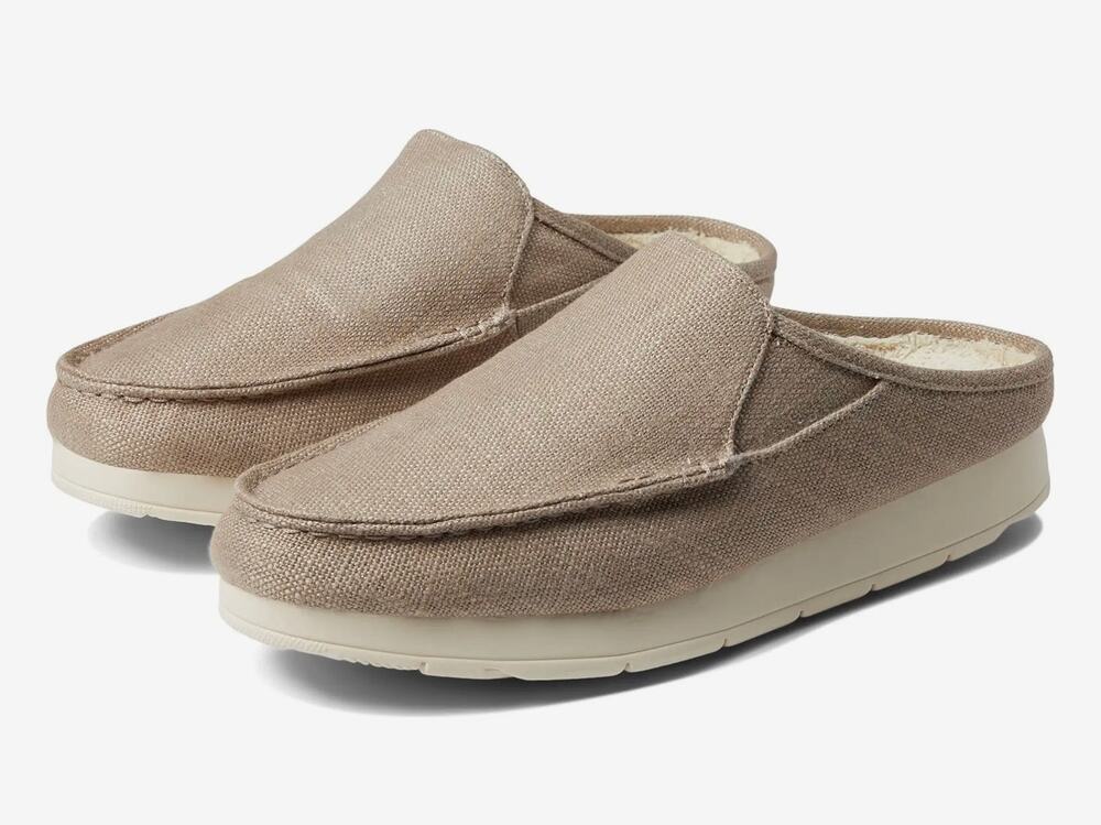 SPERRY Taupe Moc-Sider Mule Hemp Clogs Faux Fur Lining Men Slip On Comfort 8 NWT
